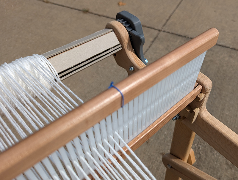 overhead detail view of the back side of the loom.